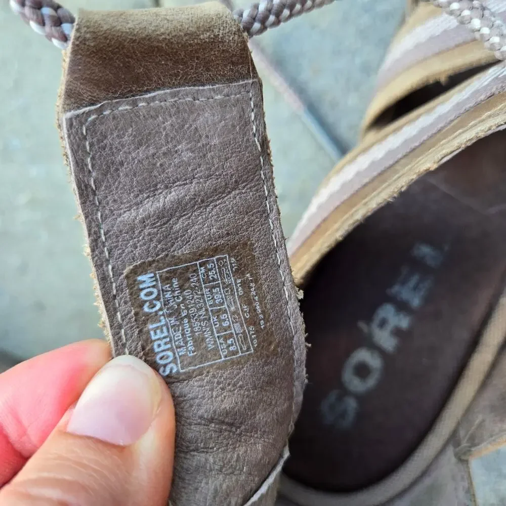 SOREL wedge sandals womens sz 8.5 JOANIE II lace up